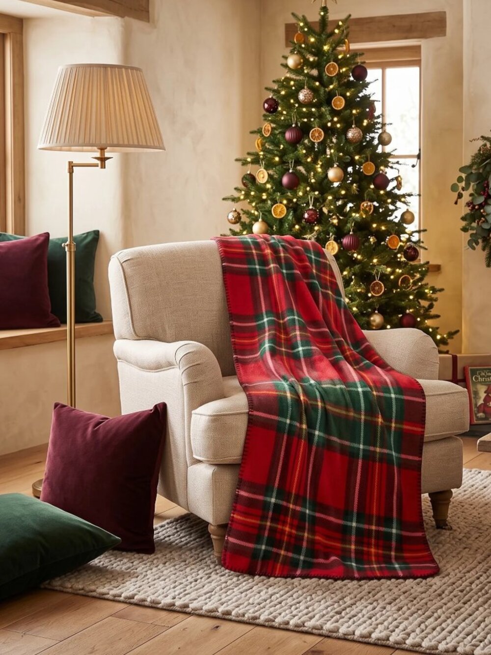 Victoria's Secret Red Fleece Plaid Plush Throw Blanket